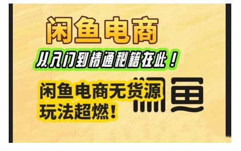 闲鱼电商实战课，从入门到精通秘籍在此，闲鱼电商无货源玩法超燃!-云网创