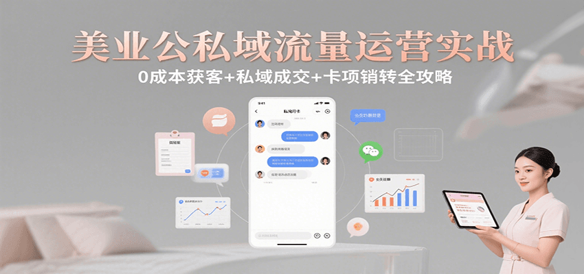 美业公私域流量运营实战：0成本获客+私域成交+卡项销转全攻略-云网创