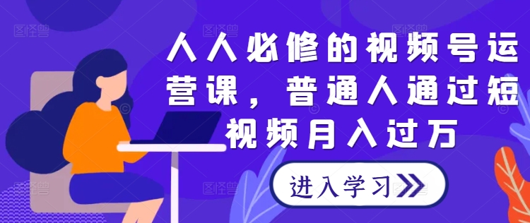 人人必修的视频号运营课，普通人通过短视频月入过万-云网创