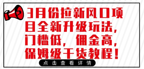 3月份拉新风口项目全新升级玩法，门槛低，佣金高，保姆级干货教程-云网创