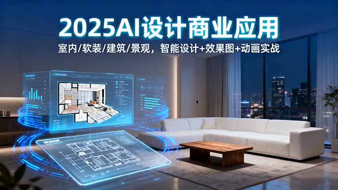 2025AI设计商业应用：室内/软装/建筑/景观，智能设计+效果图+动画实战-云网创