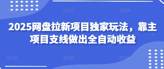 2025网盘拉新项目独家玩法，靠主项目支线做出全自动收益-云网创