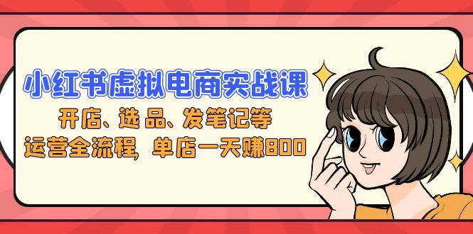小红书虚拟电商实战课：开店、选品、发笔记等运营全流程，单店一天赚800-云网创