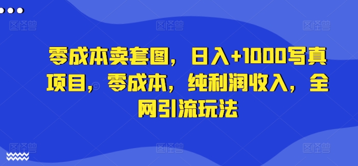 零成本卖套图，日入+1000写真项目，零成本，纯利润收入，全网引流玩法-云网创