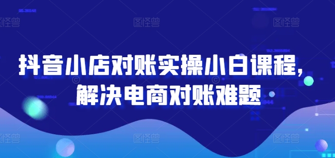 抖音小店对账实操小白课程，解决电商对账难题-云网创