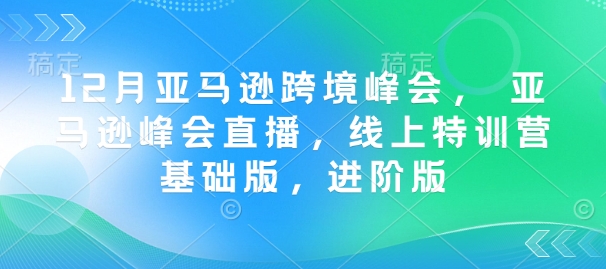 12月亚马逊跨境峰会， 亚马逊峰会直播，线上特训营基础版，进阶版-云网创