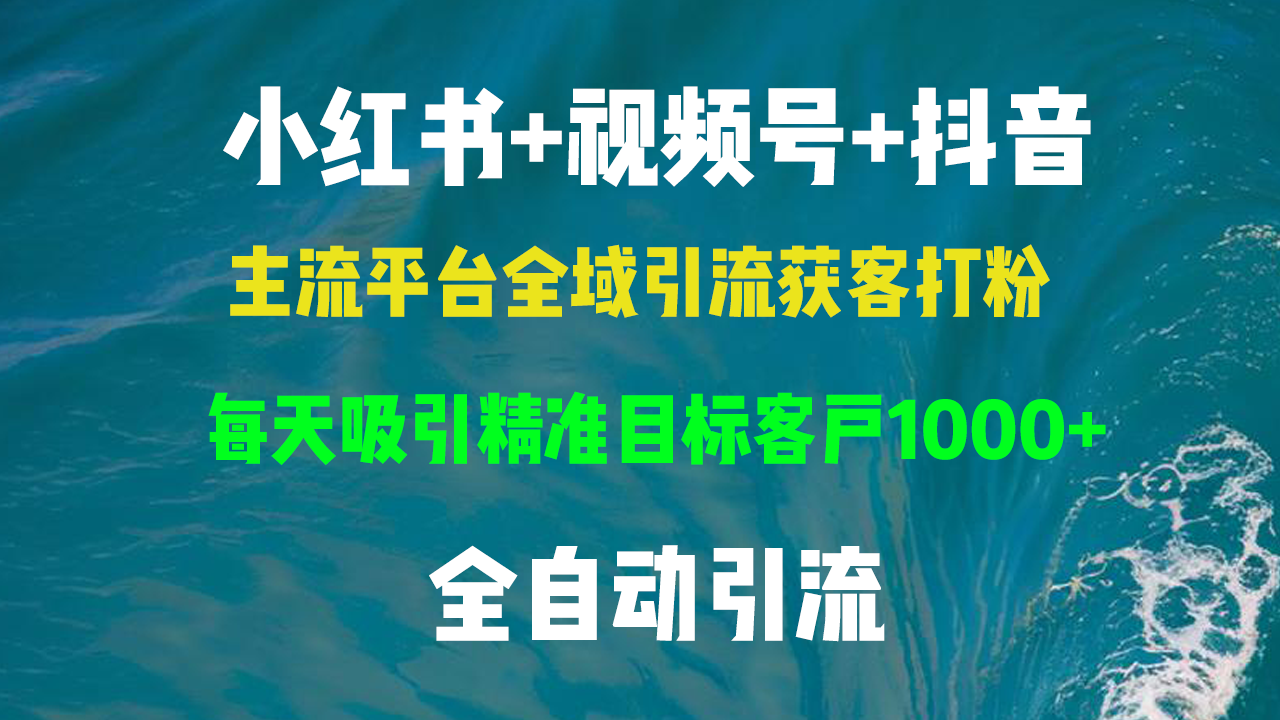 小红书，视频号，抖音主流平台全域引流获客打粉，每天吸引精准目标客户...-云网创
