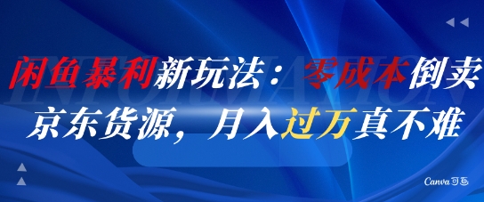 闲鱼暴利新玩法：零成本倒卖京东货源，月入过1W真不难-云网创