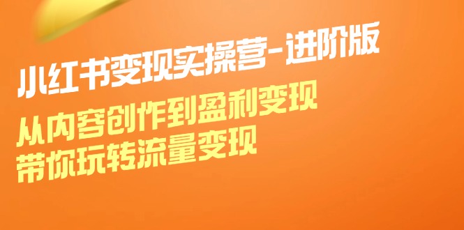 小红书变现实操营进阶版：从内容创作到盈利变现，带你玩转流量变现-云网创