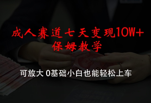 成人赛道七天变现10W+保姆教学，可放大，0基础小白也能轻松上车【揭秘】-云网创