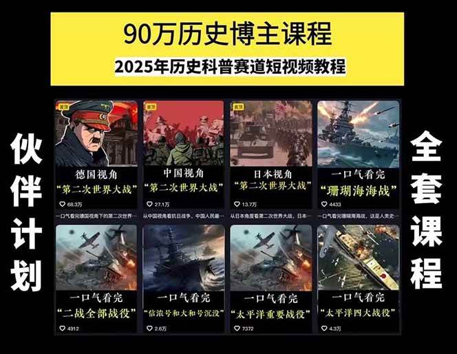 图片[1]-短视频历史赛道实战教程，手机电脑双端剪辑教程和账号运营指南与变现技巧-云网创