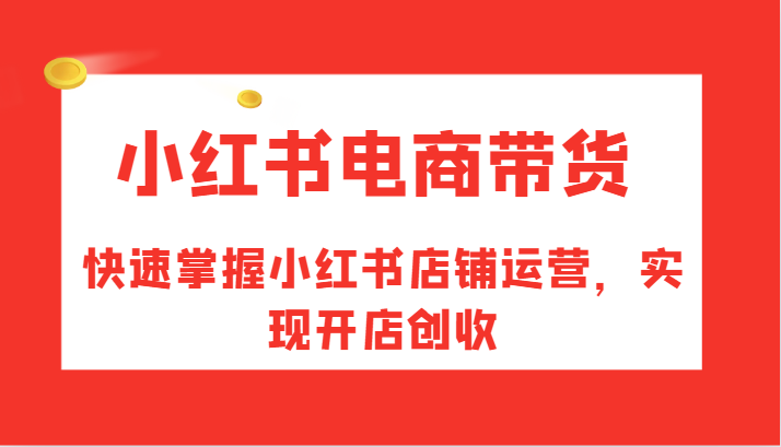 小红书电商带货，快速掌握小红书店铺运营，实现开店创收-云网创