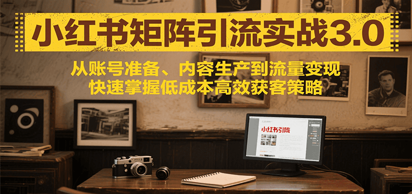 小红书矩阵引流3.0，从账号准备、内容生产到流量变现，快速掌握低成本高效获客策略-云网创