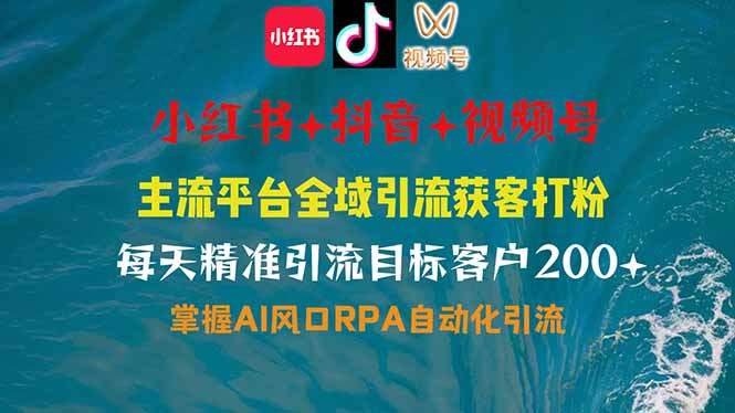 小红书、抖音、视频号全域多平台引流获客，日引目标客户200+，RPA自动...-云网创