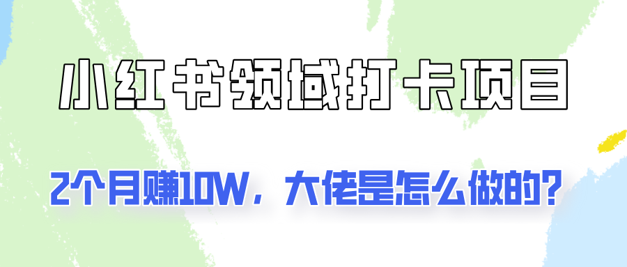通过小红书领域打卡项目2个月赚10W，大佬是怎么做的？-云网创