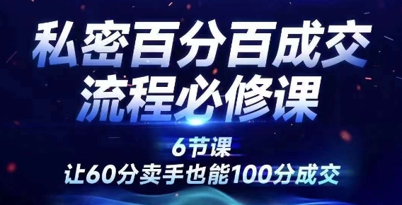 私密百分百成交流程线上训练营，绝对成交，让60分卖手也能100分成交-云网创