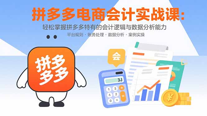 拼多多电商会计实战课：轻松掌握拼多多特有的会计逻辑与数据分析能力-云网创