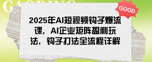 2025年AI短视频钩子爆流课，AI企业矩阵盈利玩法，钩子打法全流程详解-云网创