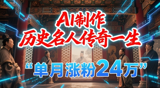 暴力起号！用AI制作历史名人传奇一生，单月涨粉24W，涨粉+变现赛道黑马来了-云网创