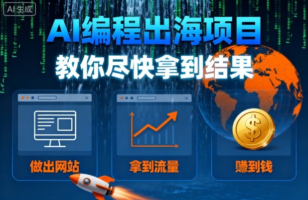 AI编程出海项目，教你尽快拿到结果-做出网站、拿到流量、賺到钱-云网创