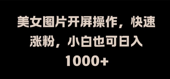 美女图片开屏操作，快速涨粉，小白也可日入1k【揭秘】-云网创