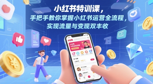 小红书特训课，手把手教你掌握小红书运营全流程，实现流量与变现双丰收-云网创