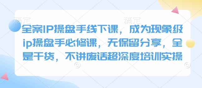 全案IP操盘手线下课，成为现象级ip操盘手必修课，无保留分享，全是干货，不讲废话超深度培训实操-云网创