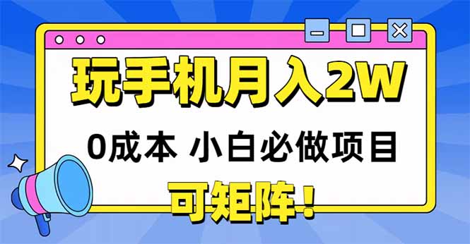 玩玩手机月入20000+，0成本小白必做项目，可矩阵-云网创