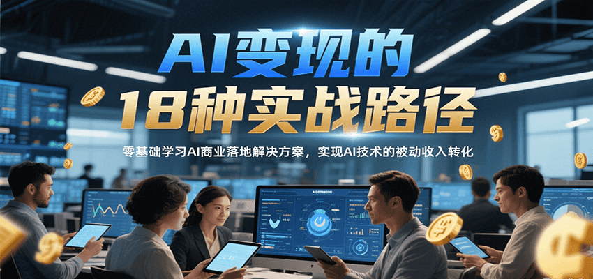 AI变现的18种实战路径，零基础学习AI商业落地解决方案，实现AI技术的被动收入转化-云网创