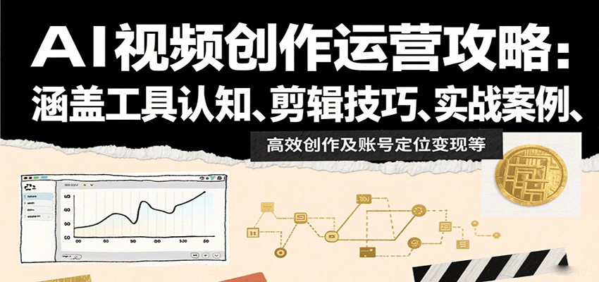 AI视频创作运营攻略：涵盖工具认知、剪辑技巧、实战案例、高效创作及账号定位变现等-云网创