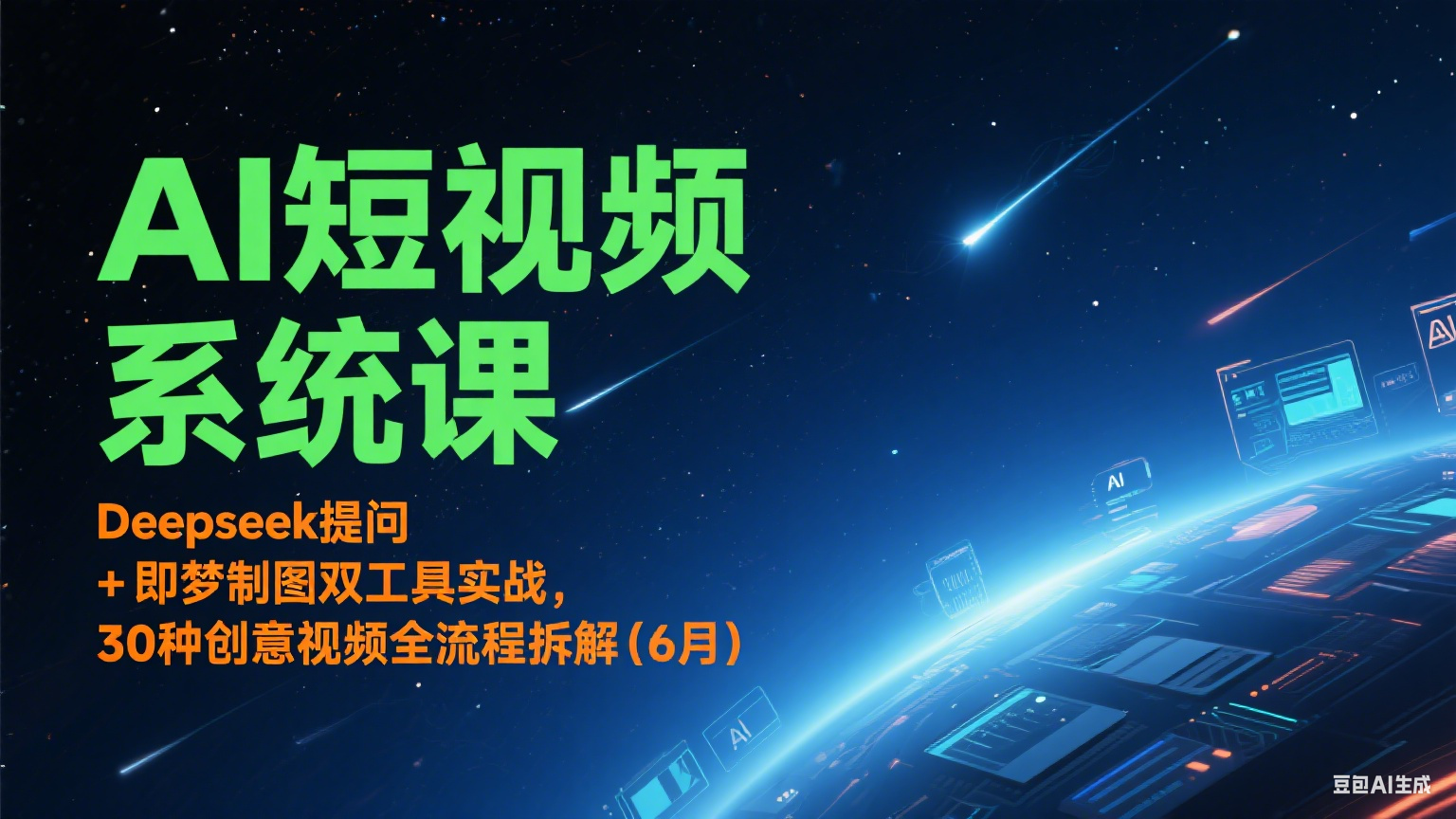 AI短视频系统课：Deepseek提问 + 即梦制图双工具实战，30种创意视频全流程拆解(6月)-云网创