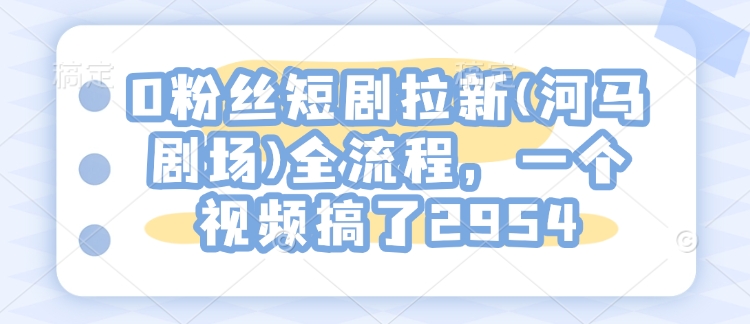 0粉丝短剧拉新(河马剧场)全流程，一个视频搞了2954-云网创