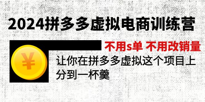 2024拼多多虚拟电商训练营 不s单 不改销量  做虚拟项目分一杯羹(更新10节-云网创