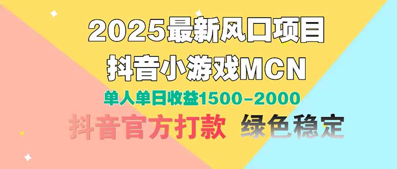 2025最新风口项目 抖音小游戏MCN 单人单日收益1500-2000+-云网创