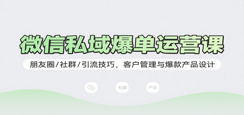 微信私域爆单运营课：朋友圈/社群/引流技巧，客户管理与爆款产品设计-云网创