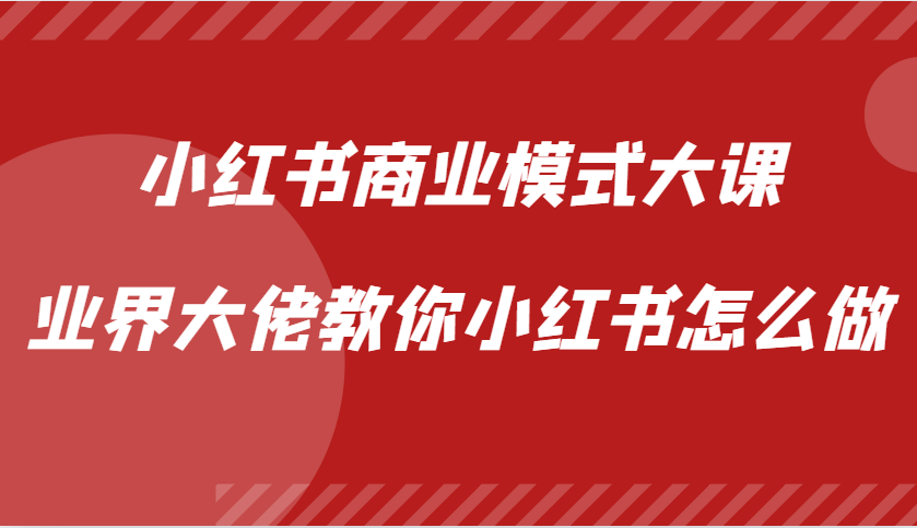 小红书商业模式大课，业界大佬教你小红书怎么做【视频课】-云网创