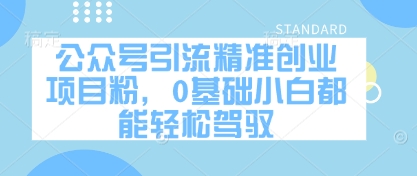 公众号引流精准创业项目粉，0基础小白都能轻松驾驭-云网创
