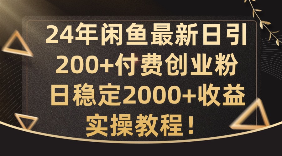 24年闲鱼最新日引200+付费创业粉日稳2000+收益，实操教程【揭秘】-云网创