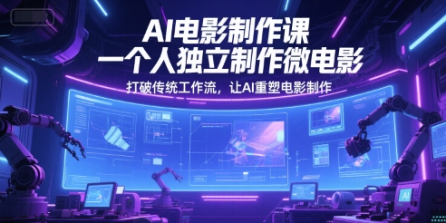 AI电影制作课，一个人独立制作微电影，打破传统工作流，让AI重塑电影制作-云网创