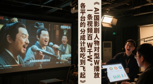 AI三国影视剧人物对口型唱歌玩法，一条视频百W千W播放，各平台的分成计划吃到飞起-云网创