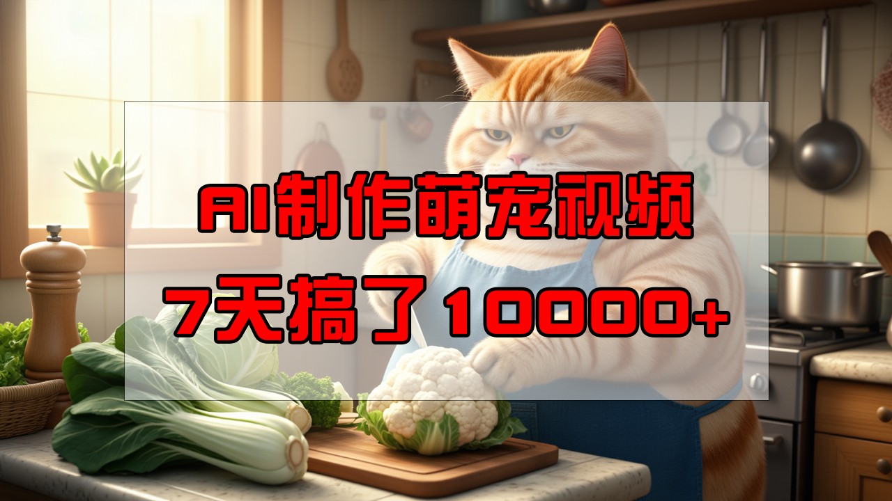 靠AI制作萌宠视频，7天搞了1万+，操作简单门槛低，有手机就行-云网创