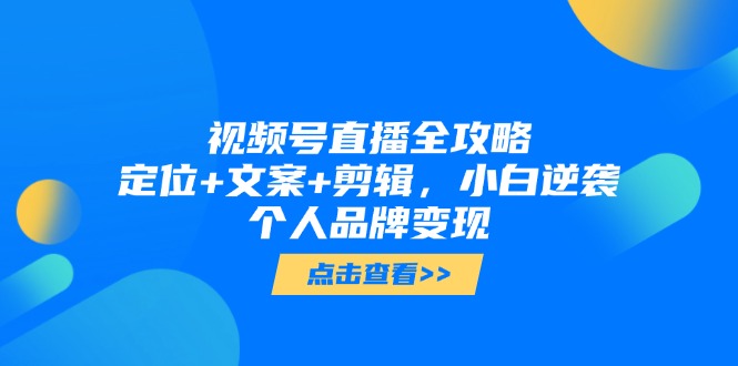 视频号直播全攻略，定位+文案+剪辑，小白逆袭个人品牌变现-云网创