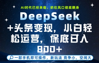 DeepSeek+头条变现，保姆级教学，小白轻松上手，日入8张+【揭秘】-云网创