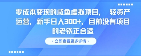 零成本变现的咸鱼虚拟项目， 轻资产运营，新手日入3张+，目前没有项目的老铁正合适-云网创