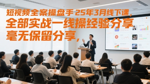 短视频全案操盘手25年3月线下课，全部实战一线操盘手经验分享，毫无保留分享，全是干货-云网创