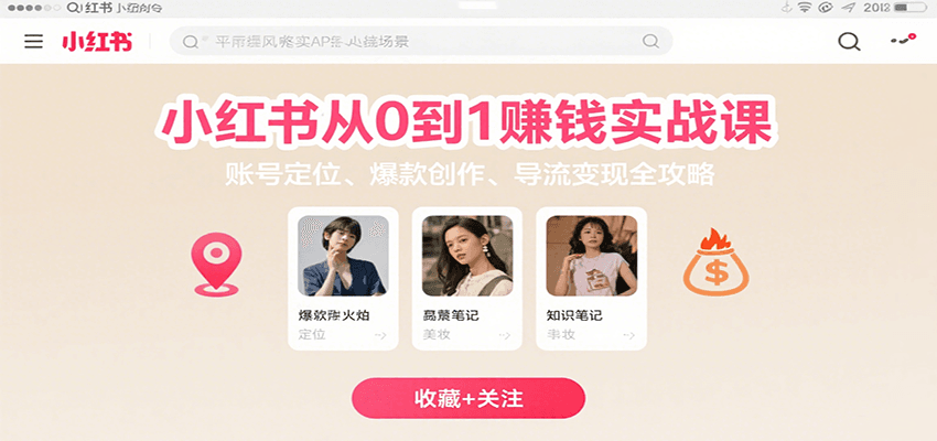 小红书从0到1赚钱实战课：账号定位、 爆款创作 、导流变现全攻略-云网创