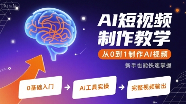 AI短视频制作教学,从0到1制作AI视频