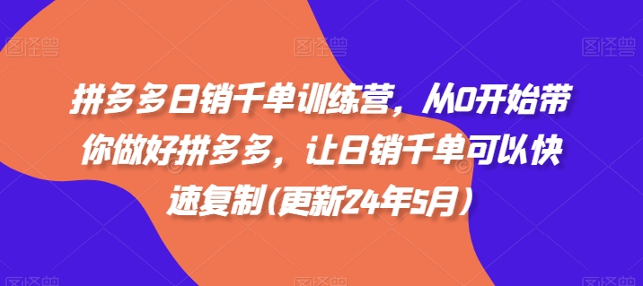 拼多多日销千单训练营，从0开始带你做好拼多多，让日销千单可以快速复制(更新25年6月)-云网创