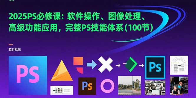 2025PS必修课：软件操作、图像处理、高级功能应用，完整PS技能体系(100节-云网创