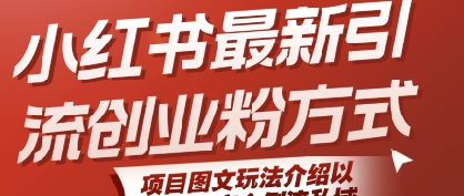 小红书最新引流创业粉方式，项目图文玩法介绍以及如何安全倒流私域-云网创